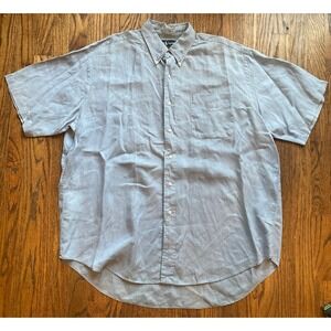 Polo Ralph Lauren Blake Shirt Mens XL 100% Linen Short Sleeve Light Blue Camp